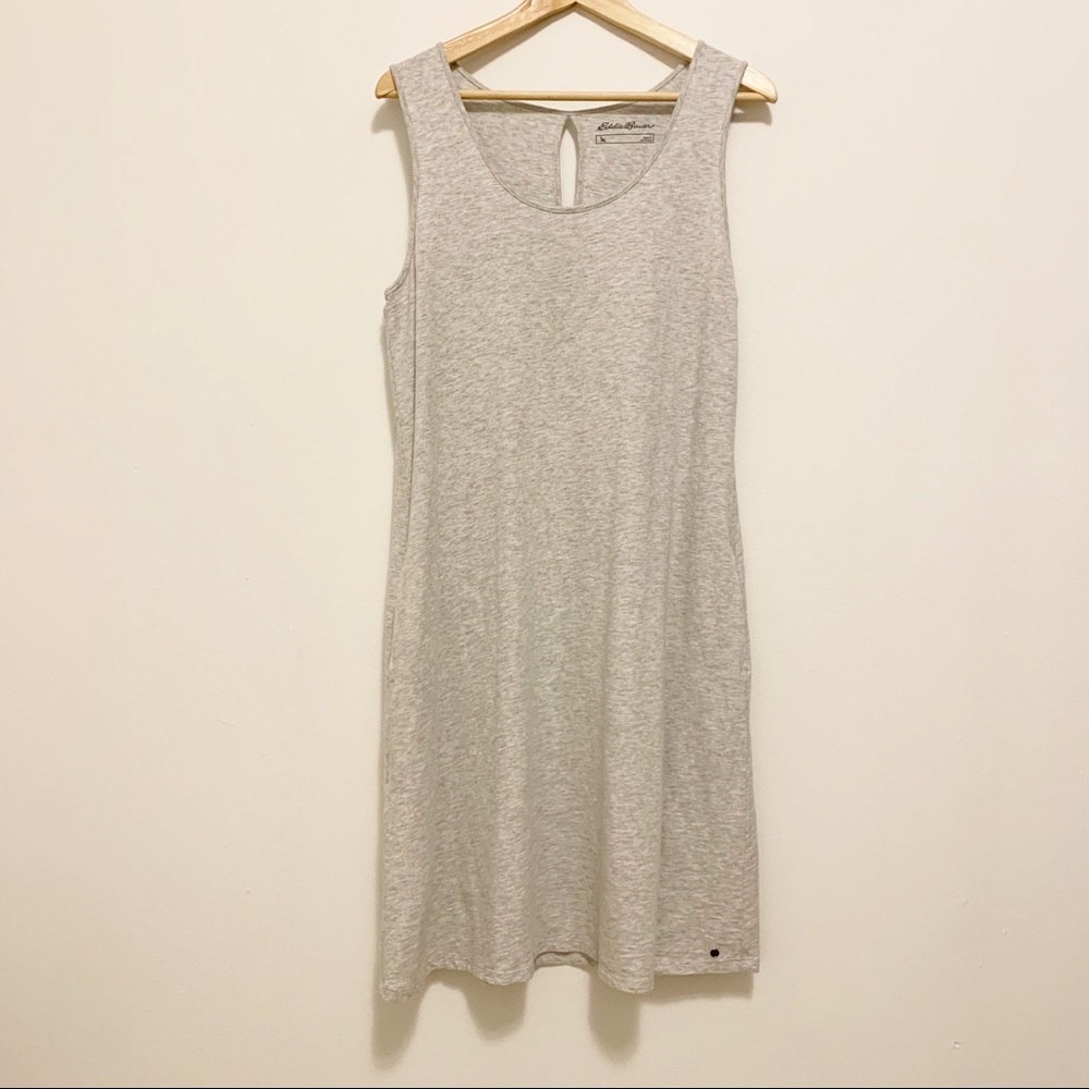 Eddie Bauer Grey Cotton Casual Tank Dress L